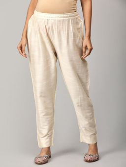 The Mom Store - Cream Solid Regular Fit Pant