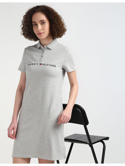 Tommy Hilfiger - Womens Grey Solid Knee Length Dress