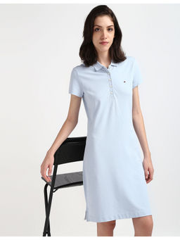 Tommy Hilfiger - Womens Blue Solid Mini Dress