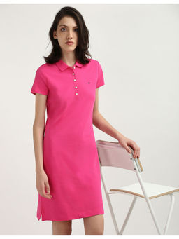 Tommy Hilfiger - Womens Pink Solid Mini Dress