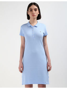 Tommy Hilfiger - Womens Light Blue Solid Knee Length Dress
