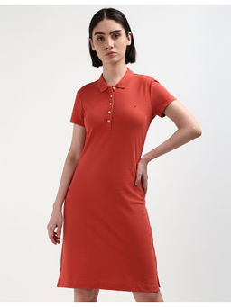 Tommy Hilfiger - Womens Coral Solid Knee Length Dress