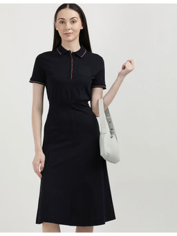 Tommy Hilfiger - Womens Black Solid Midi Dress