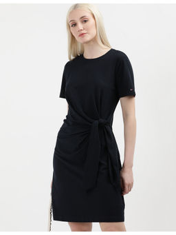 Tommy Hilfiger - Womens Black Solid Knee Length Dress