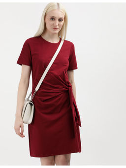 Tommy Hilfiger - Womens Red Solid Knee Length Dress