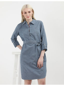 Tommy Hilfiger - Womens Blue Knee Length Dress with Belt (Set of 2)