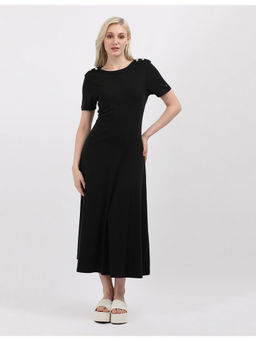 Tommy Hilfiger - Womens Black Solid Midi Dress