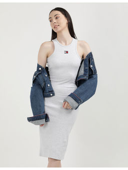 Tommy Hilfiger - Womens White Solid Plain Midi Dress