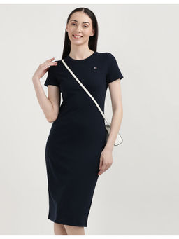 Tommy Hilfiger - Womens Navy Blue Solid Midi Dress