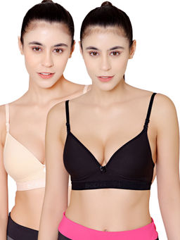 Bodycare - Seamless Wire Free Padded Sports Bra-Pack Of 2 - Multi-Color