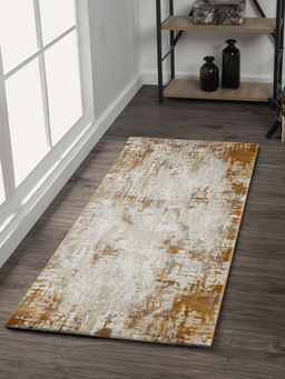 OBSESSIONS - Seher Abstract Bedside Runner Beige Gold