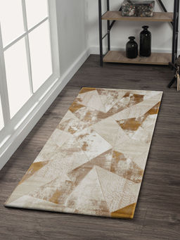 OBSESSIONS - Seher Abstract Bedside Runner Beige Gold