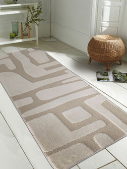 OBSESSIONS - Beige Chinchilla Solid Bedside Runner