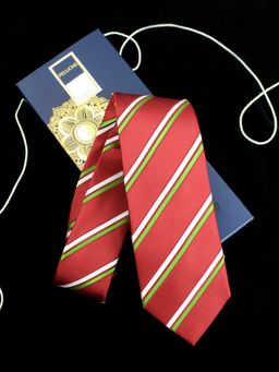 PELUCHE - Elegant and Classy Striped Maroon Necktie for Men