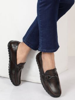 Teakwood - Men Brown Solid Leather 360 Loafers