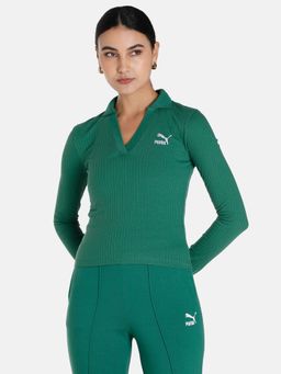 Puma - Classics Ribbed Womens Green T-shirt