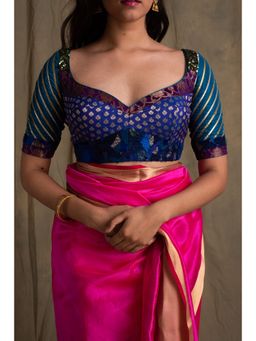 PRIYANKA RAAJIV - Ambar Blue Silk Brocade Blouse