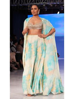 Basanti Kapde aur Koffee - The Abstract Shoreline Aqua Co-Ord Set