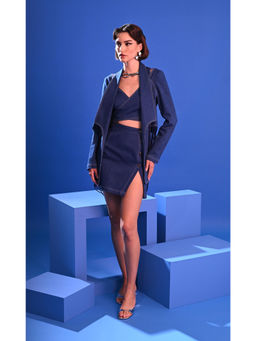 DARLYTTE - Blue Hailey Denim Jacket with Attached Bustier and Skirt