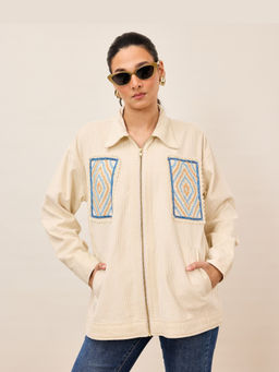 TRISARA - Geo Patch Cordrouy Zip Jacket