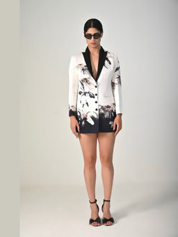 Bani Khurana - Black Cotton Floral Blazer Dresses Mini Dress