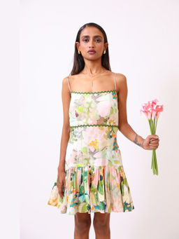 Bani Khurana - Multi-Colour Cotton Floral A-Line Mini Dress