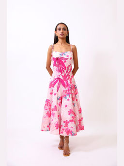 Bani Khurana - Pink Cotton Floral A-Line Maxi Dress
