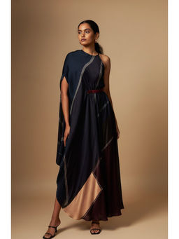 Vedika M - Abstract Print In-Cut Drape A Line Maxi Dress