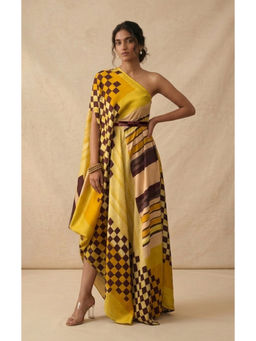 Vedika M - Golden Hour One Shoulder Drape A Line Maxi Dress
