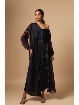 Vedika M - Abstract Print V- Neck Drape A Line Maxi Dress