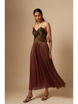Vedika M - Hand Pleated Strap A Line Maxi Dress