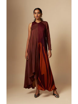 Vedika M - In cut One Side Sleeve A Line Maxi Dress