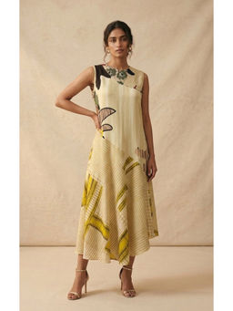 Vedika M - Sand Bloom Pintuck A Line Maxi Dress