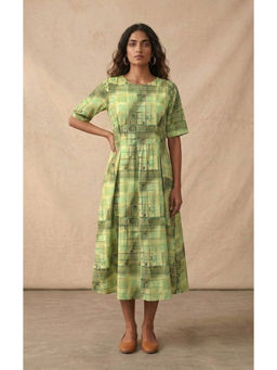 Vedika M - Mint Check A-Line Midi Dress