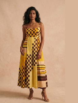 Vedika M - Golden Hour Pleated Strap A Line Maxi Dress