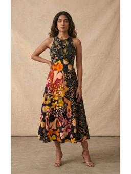 Vedika M - Dusky Bloom In cut A-Line Midi Dress