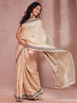 Fabindia - Beige Silk Sari