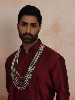 Ruby Raang Studio - Green and Cream Pearl Layered Necklace