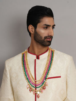 Ruby Raang Studio - Long Kundan Necklace With Multi Stones