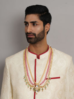 Ruby Raang Studio - Long Kundan Necklace With Multi Stones