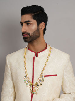 Ruby Raang Studio - Long Kundan Necklace With Multi Stones