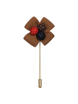 PELUCHE - Petal Glow Brown Floral Brooch For Men