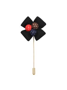 PELUCHE - Petal Glow Black Floral Brooch For Men