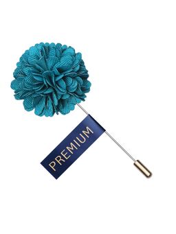 PELUCHE - Petal Whispers Teal Blue Floral Brooch For Men