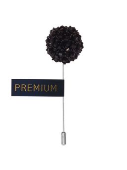 PELUCHE - Crystal Flower Black Brooch Lapel Pin For Men