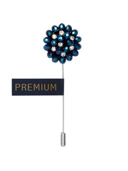 PELUCHE - Stone Flower Blue Brooch Lapel Pin For Men