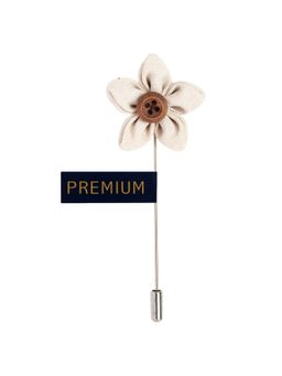 PELUCHE - Brown Button Flower Cream Brooch Lapel Pin For Men