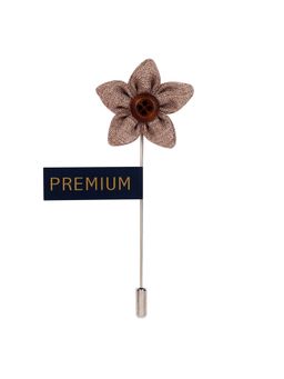 PELUCHE - Brown Button Flower Khaki Brooch Lapel Pin For Men