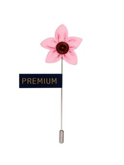 PELUCHE - Brown Button Flower Light Pink Brooch Lapel Pin For Men