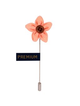 PELUCHE - Brown Button Flower Orange Brooch Lapel Pin For Men